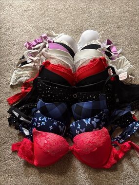 Bra Bundle-15 Women’s Mixed Color Lace & Padded Bra Set - Multiple Colors 34B